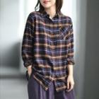 Plaid Shirt Plaid - Dark Purple - One Size