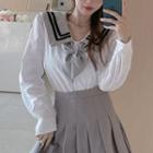 Set: Sailor Collar Shirt + Bow Tie