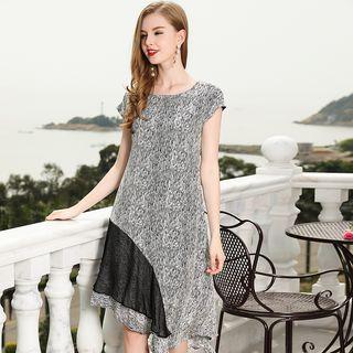 Short-sleeve Printed Asymmetric Dress