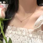 Heart Faux Cat Eye Stone Faux Pearl Necklace Rose Gold & White - One Size