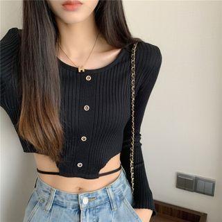 Ribbed Cutout Crop Knit Top