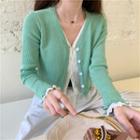 Mock-two Color-block Long-sleeve Cropped Top