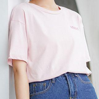 Short-sleeve Graphic Print T-shirt Pink - One Size