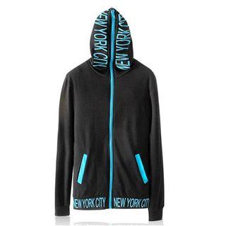 Contrast-trim Lettering Hoodie