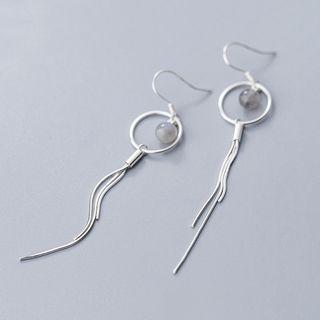 925 Sterling Silver Moonstone Fringed Earring Silver - One Size