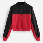 Two-tone Zip Collar Pullover