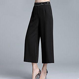 Contrast Stitching Wide Leg Pants