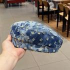Ripped Denim Beret Dark Denim Blue - One Size