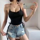Chain Strap Halter Cropped Camisole Top