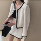 Contrast Trim Jacket / Mini A-line Skirt