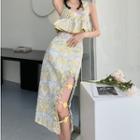 Jacquard Cropped Sleeveless Top / Jacquard High-waist Midi Skirt