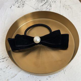 Velvet Bow Hair Tie Hair Tie - Black - One Size