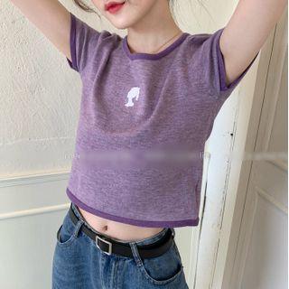Face Embroidered Short-sleeve T-shirt