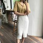 Plain Short Sleeve Shirt / Pencil Skirt