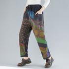 Printed Padded Harem Pants Gray - One Size