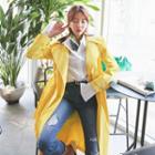 Wide-lapel Long Trench Coat With Belt