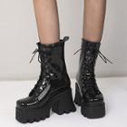 Patent Platform Short Boots