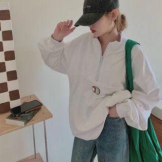 Embroidered Half-zip Sweatshirt White - One Size