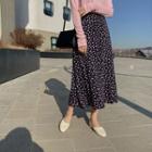 Petal Pattern Maxi Full Skirt Navy Blue - One Size