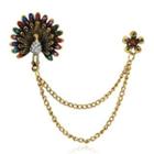 Peacock Rhinestone Alloy Brooch Gold - One Size