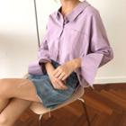 Lace-up Back Long Sleeve Shirt