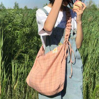 Plaid One-shoulder Canvas Bag