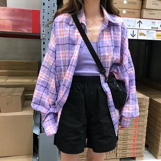 Plaid Shirt / Plain Cami Top