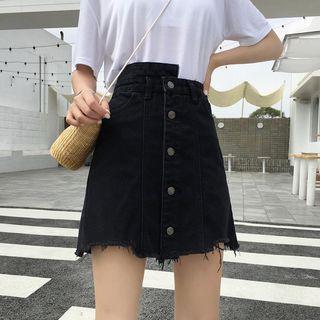 High-waist Asymmetric Denim Shirt