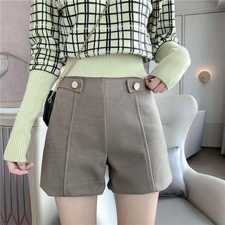 Check Slim-fit Knit Top / Plain Shorts