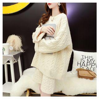 Set: Cable Knit Sweater + Knit Shorts