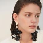 Acrylic Fringed Dangle Earring 1 Pair - Black - One Size
