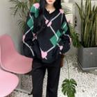 Heart Sweater / Boot-cut Dress Pants