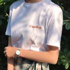 Short-sleeve Embroidered T-shirt / Plaid A-line Skirt