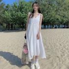 Sleeveless V-neck Ruched A-line Dress
