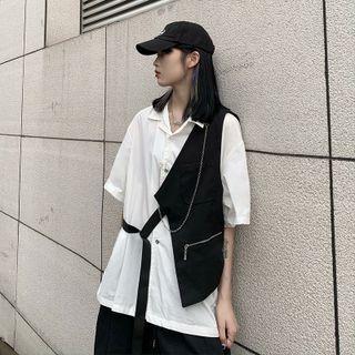 Elbow-sleeve Shirt / Asymmetrical Vest