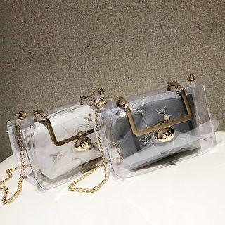Transparent Crossbody Bag With Embroidered Pouch