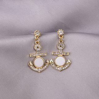 Rhinestone Anchor Dangle Earring E2944 - As Shown In Figure - One Size
