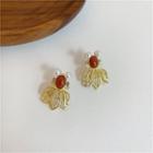 Goldfish Faux Pearl Earring 1 Pair - Tangerine Red & Gold - One Size