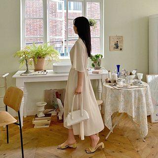 [lovb] Gathered Chiffon Long Dress