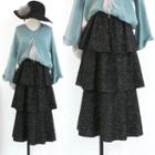 Glitter Layered A-line Skirt Black - One Size