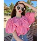 Puff-sleeve Ruffle Top