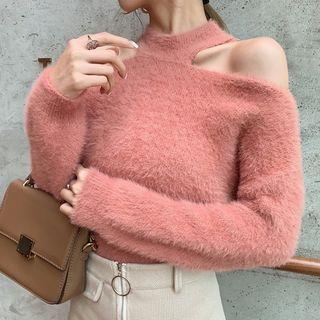 Mock-neck Cutout Shoulder Sweater