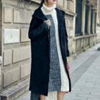 Turtleneck Long-sleeve Midi Cable Knit Dress As Shown In Figure - One Size