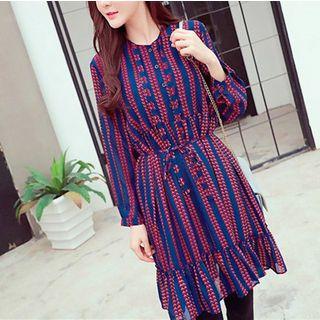 Printed Ruffled Chiffon Dress
