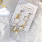 Rhinestone Alloy Star Earring 1 Pair - Star & Faux Pearl - One Size