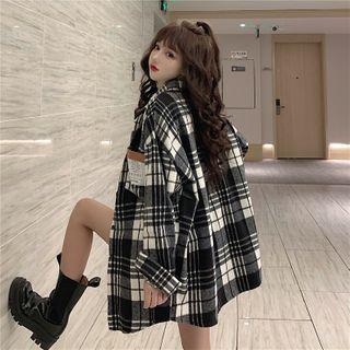 Plaid Label Tag Long-sleeve Shirt