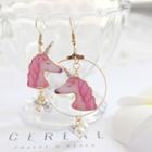 Non-matching Unicorn Drop Earring 1 Pair - Pink - One Size