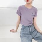 Long-sleeve Paneled Embroidered T-shirt