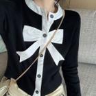 Bow Accent Cardigan Black - One Size