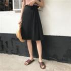 Bow-accent Midi A-line Skirt
